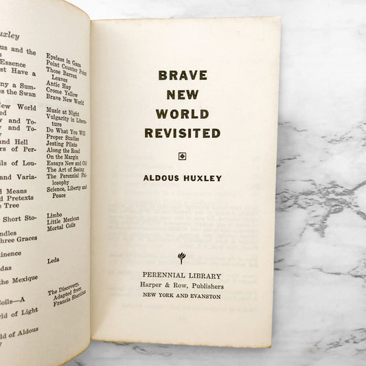 Brave New World Revisited by Aldous Huxley [1965 PAPERBACK] • Harper & Row
