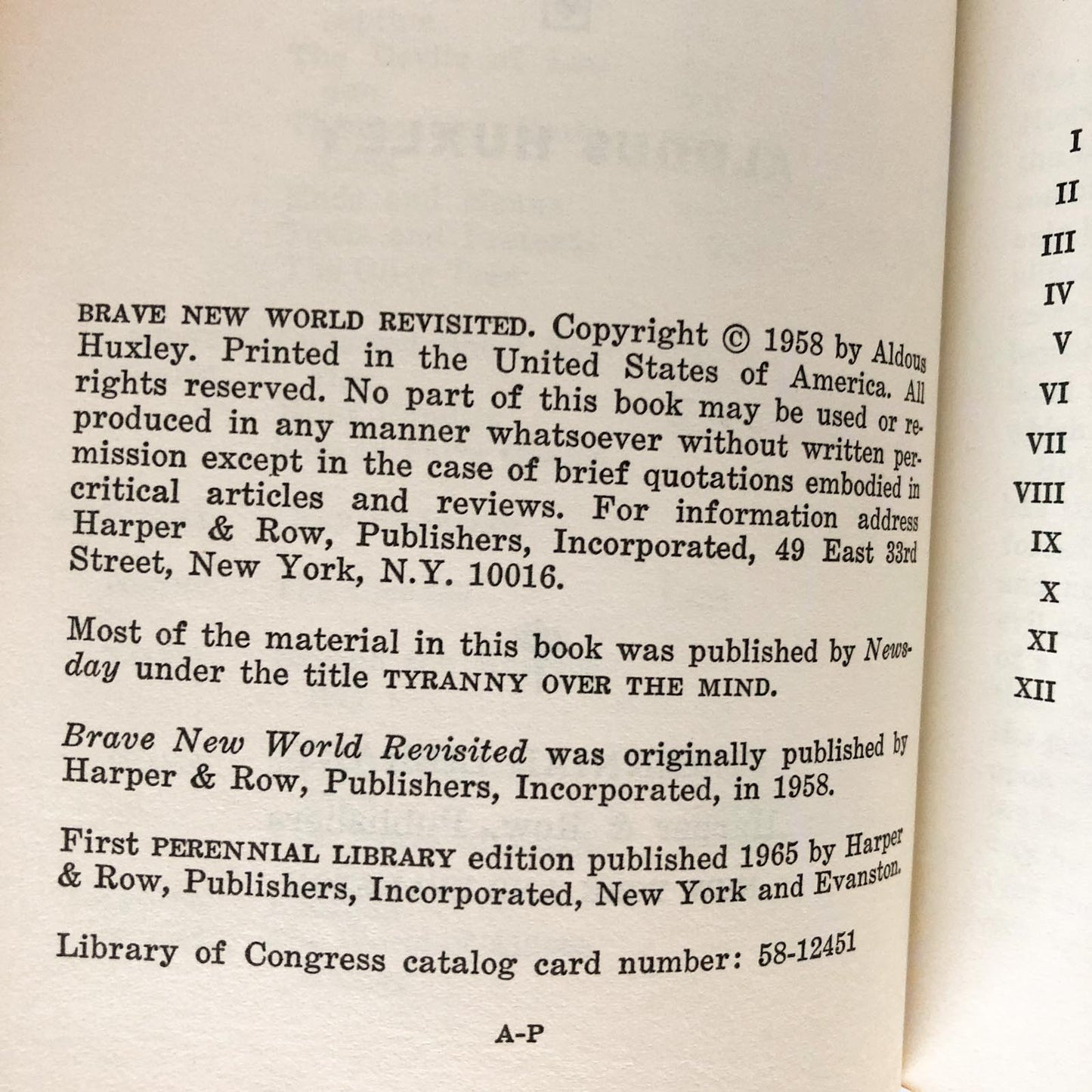 Brave New World Revisited by Aldous Huxley [1965 PAPERBACK] • Harper & Row