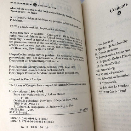 Brave New World Revisited by Aldous Huxley [2000 TRADE PAPERBACK] Perennial