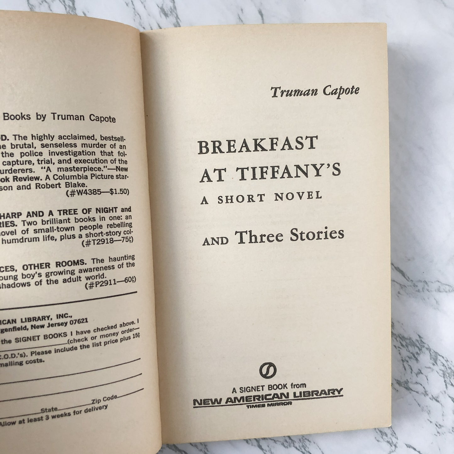 Breakfast at Tiffanys & Other Stories by Truman Capote [1958 FIRST PAPERBACK EDITION] - Bookshop Apocalypse