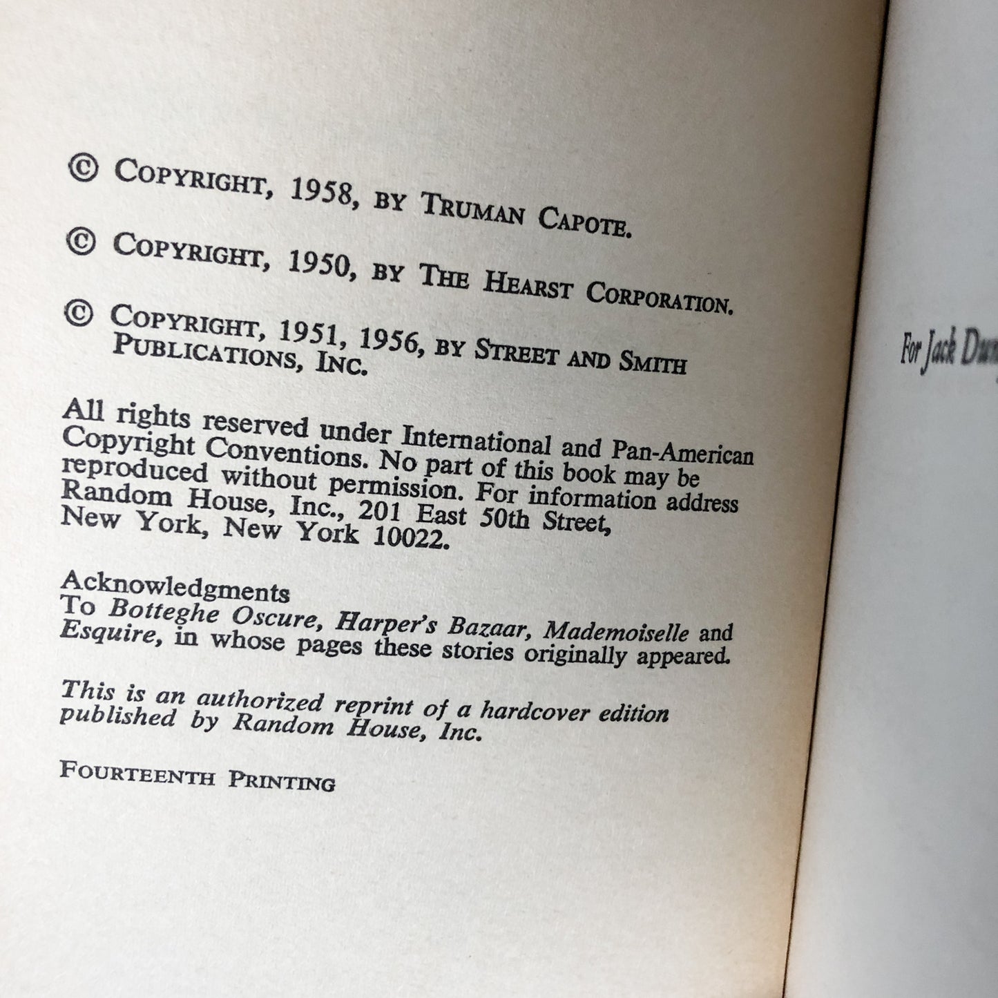 Breakfast at Tiffanys & Other Stories by Truman Capote [1958 FIRST PAPERBACK EDITION] - Bookshop Apocalypse