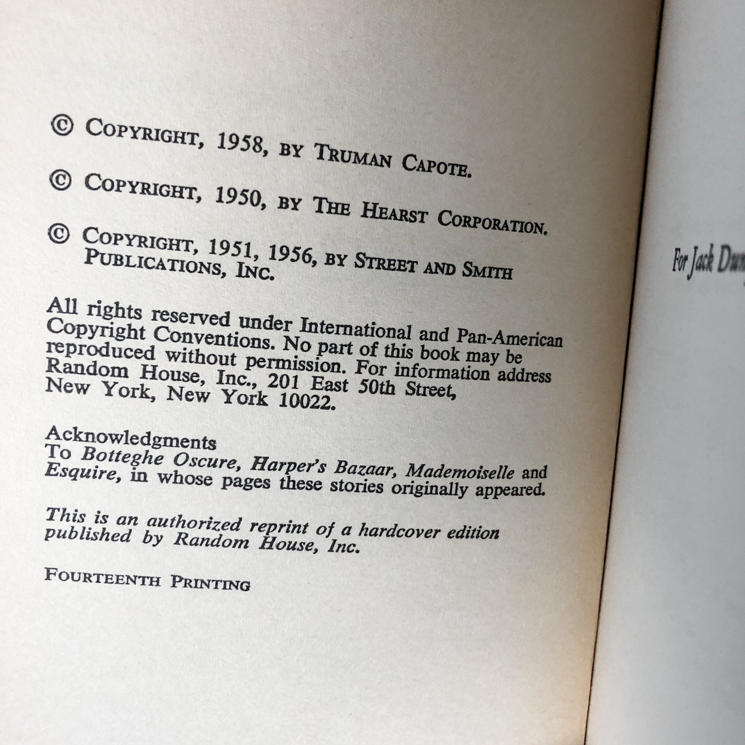 Breakfast at Tiffanys & Other Stories by Truman Capote [1958 FIRST PAPERBACK EDITION] - Bookshop Apocalypse