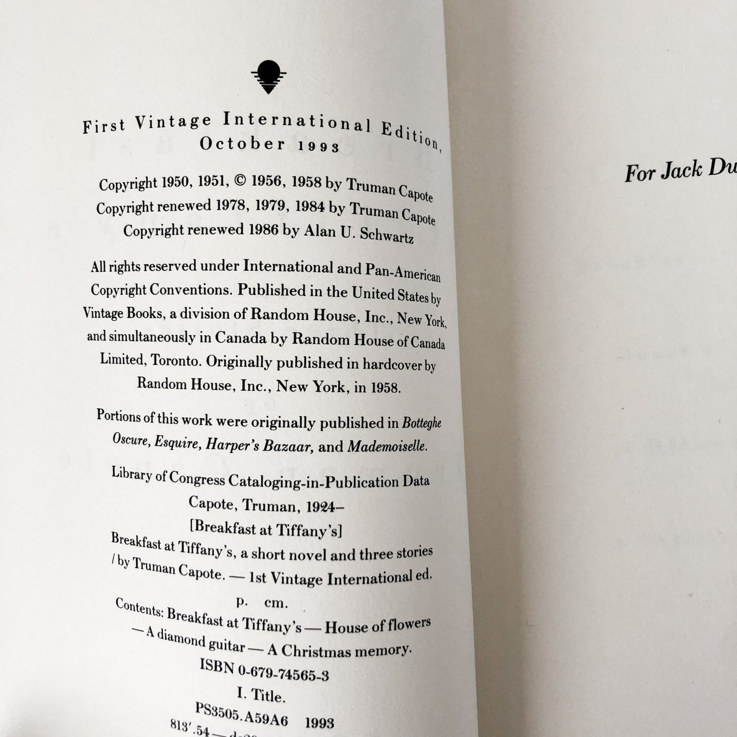 Breakfast at Tiffanys & Three Stories by Truman Capote [1993 TRADE PAPERBACK] - Bookshop Apocalypse