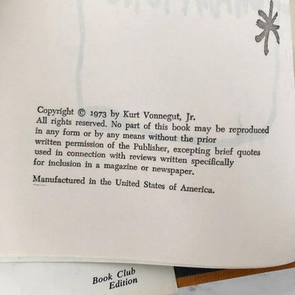Breakfast of Champions by Kurt Vonnegut [FIRST BOOK CLUB EDITION / 1973]