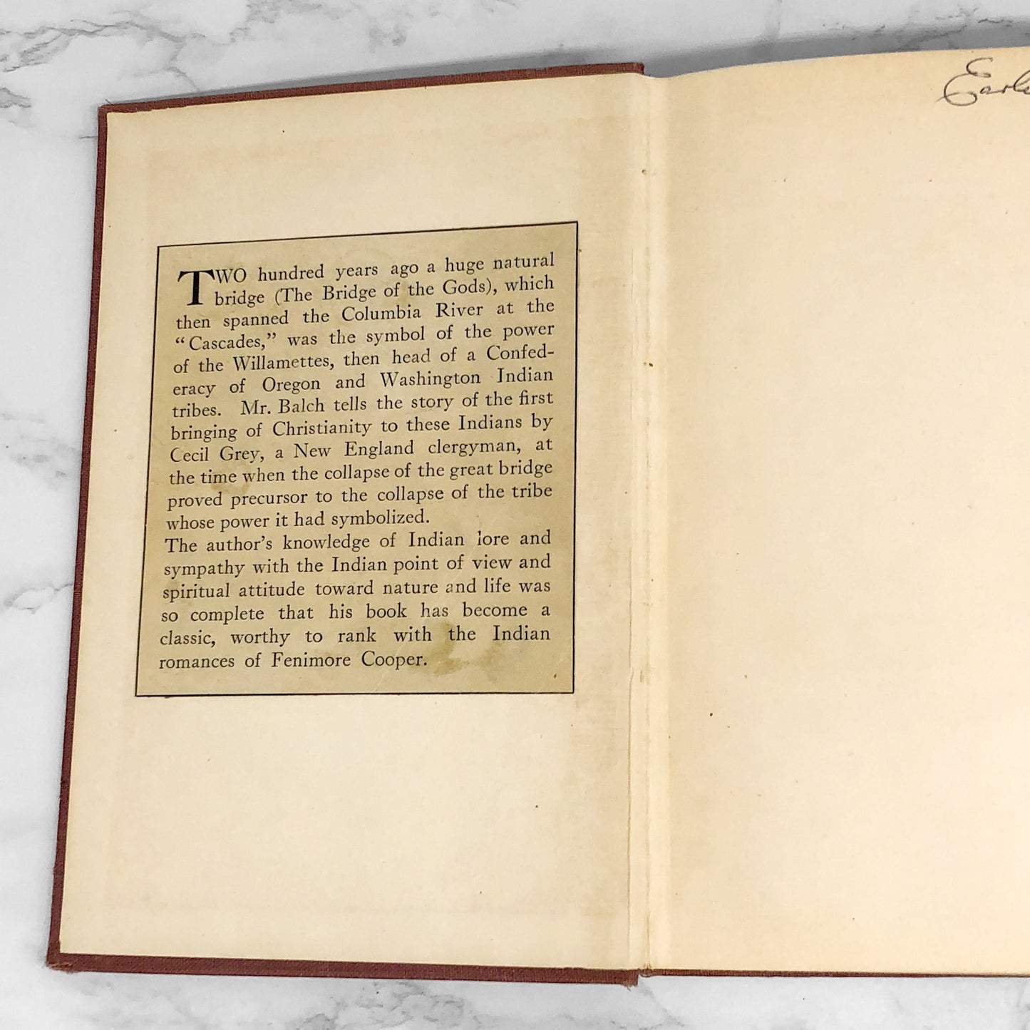The Bridge of the Gods: A Romance of Indian Oregon by Frederic Homer Balch [1920 HARDCOVER]