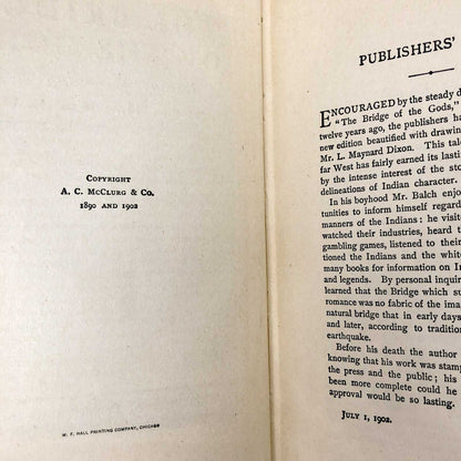 The Bridge of the Gods: A Romance of Indian Oregon by Frederic Homer Balch [1920 HARDCOVER]