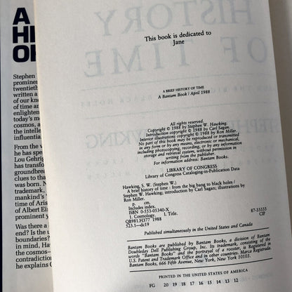 A Brief History of Time by Stephen Hawking [FIRST EDITION] 1988