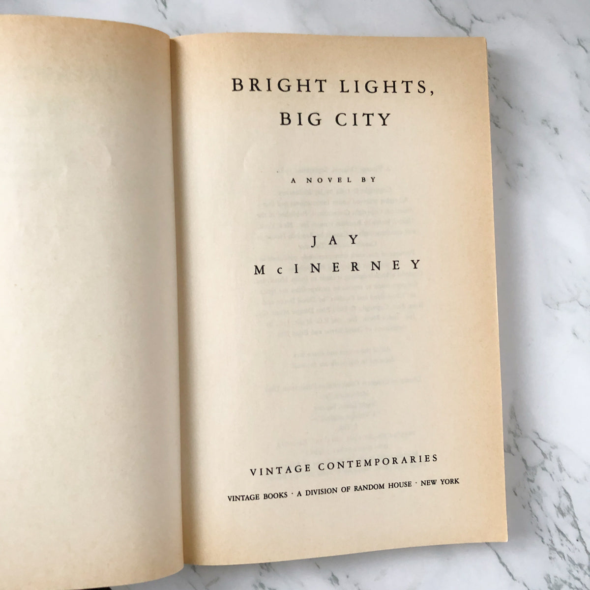 Bright Lights Big City by Jac McInerney [FIRST EDITION / 1984] - Bookshop Apocalypse