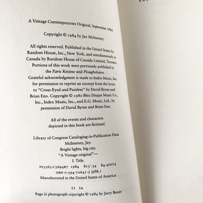 Bright Lights Big City by Jac McInerney [TRADE PAPERBACK / 2009] - Bookshop Apocalypse