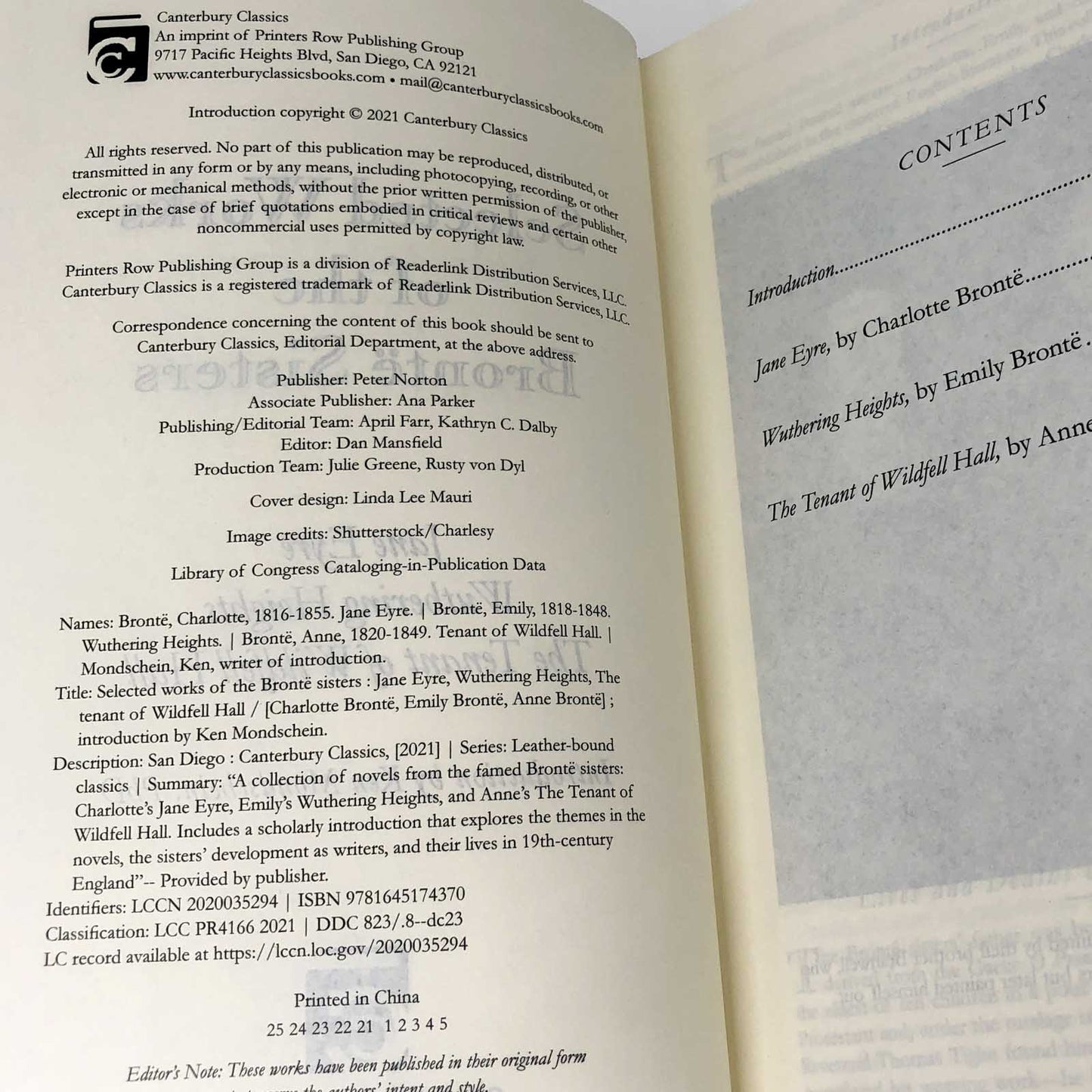 Selected Works of the Bronte Sisters: Jane Eyre, Wuthering Heights & The Tenant of Wildfell Hall [LEATHER-BOUND HARDCOVER]