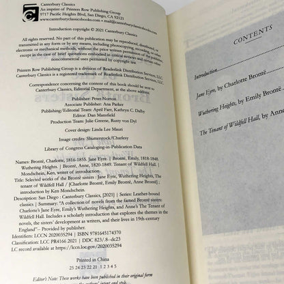 Selected Works of the Bronte Sisters: Jane Eyre, Wuthering Heights & The Tenant of Wildfell Hall [LEATHER-BOUND HARDCOVER]