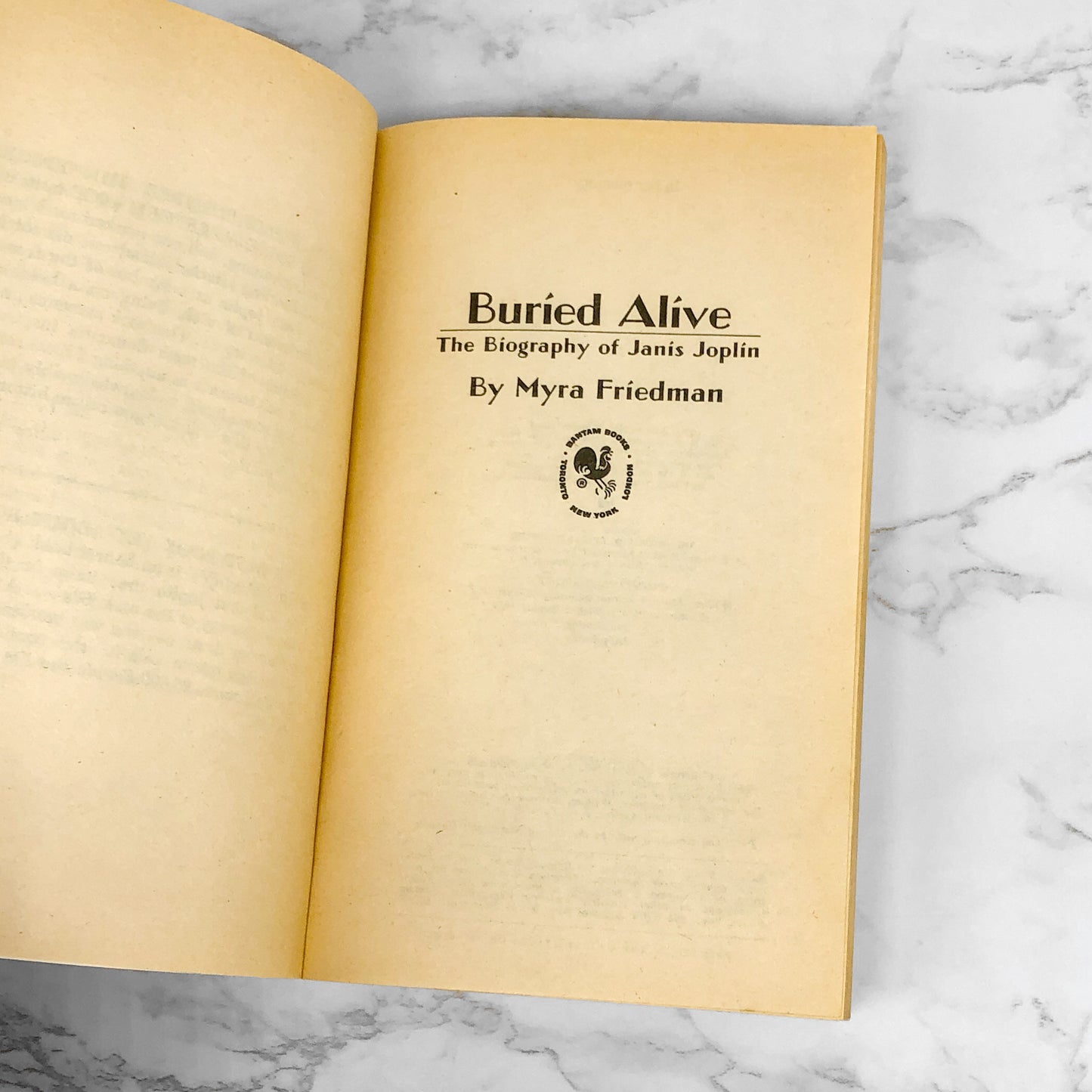 Buried Alive: The Biography of Janis Joplin by Myra Friedman [1974 PAPERBACK]