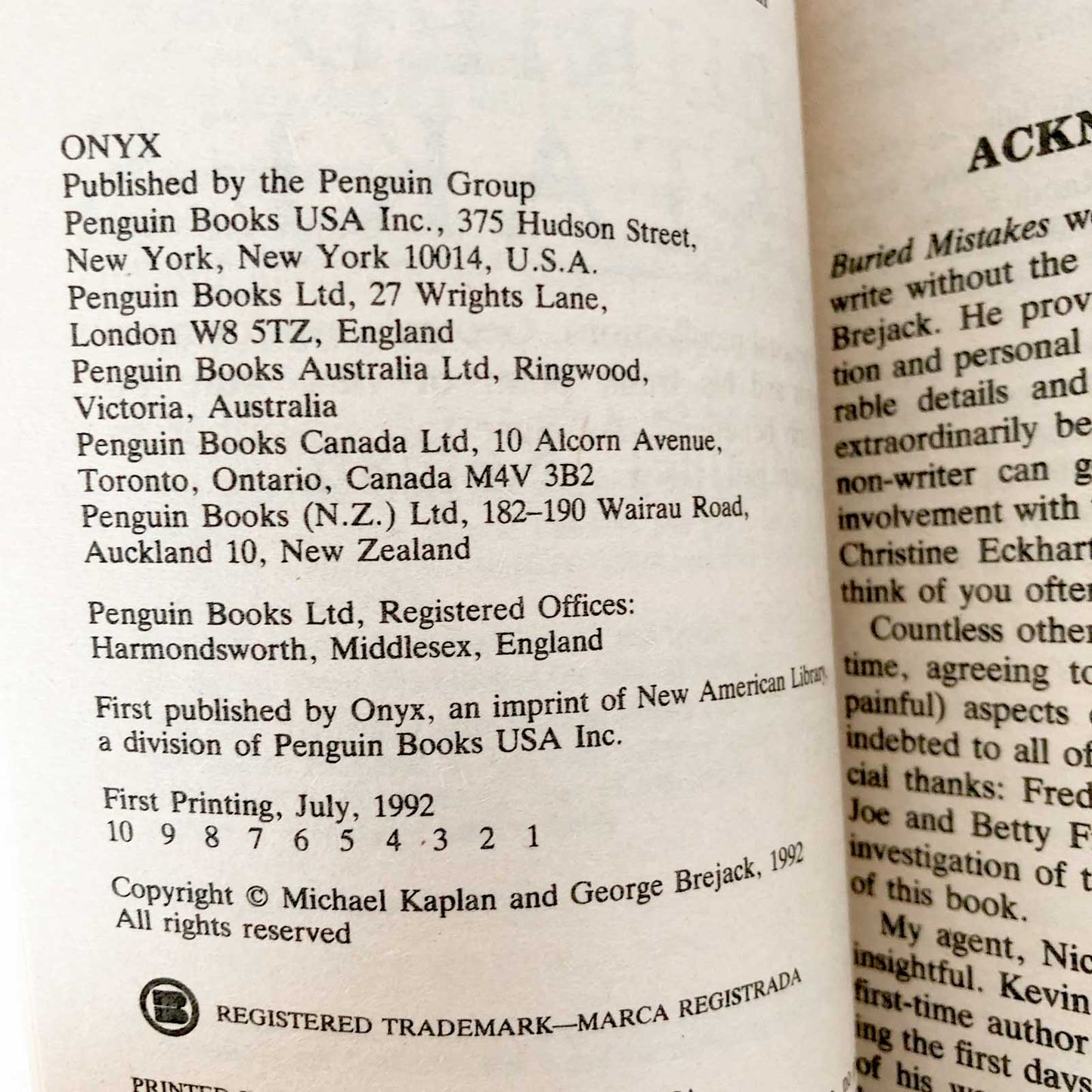 Buried Mistakes by Michael Kaplan [FIRST PRINTING / 1992]