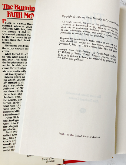 The Burning Bed by Faith McNulty [BOOK CLUB FIRST EDITION / 1979]
