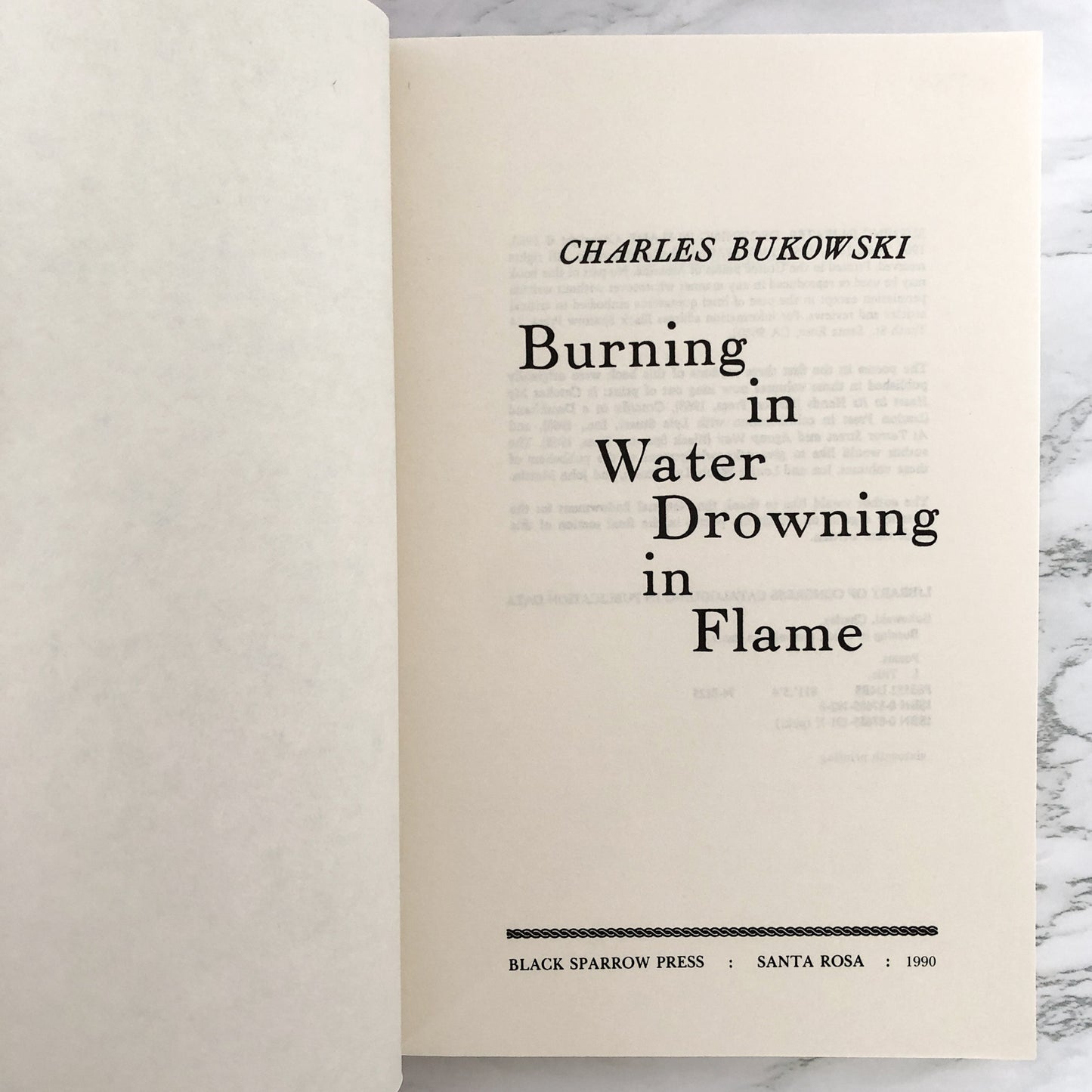Burning in Water, Drowning in Flame by Charles Bukowski [FIRST EDITION / BLACK SPARROW PRESS]