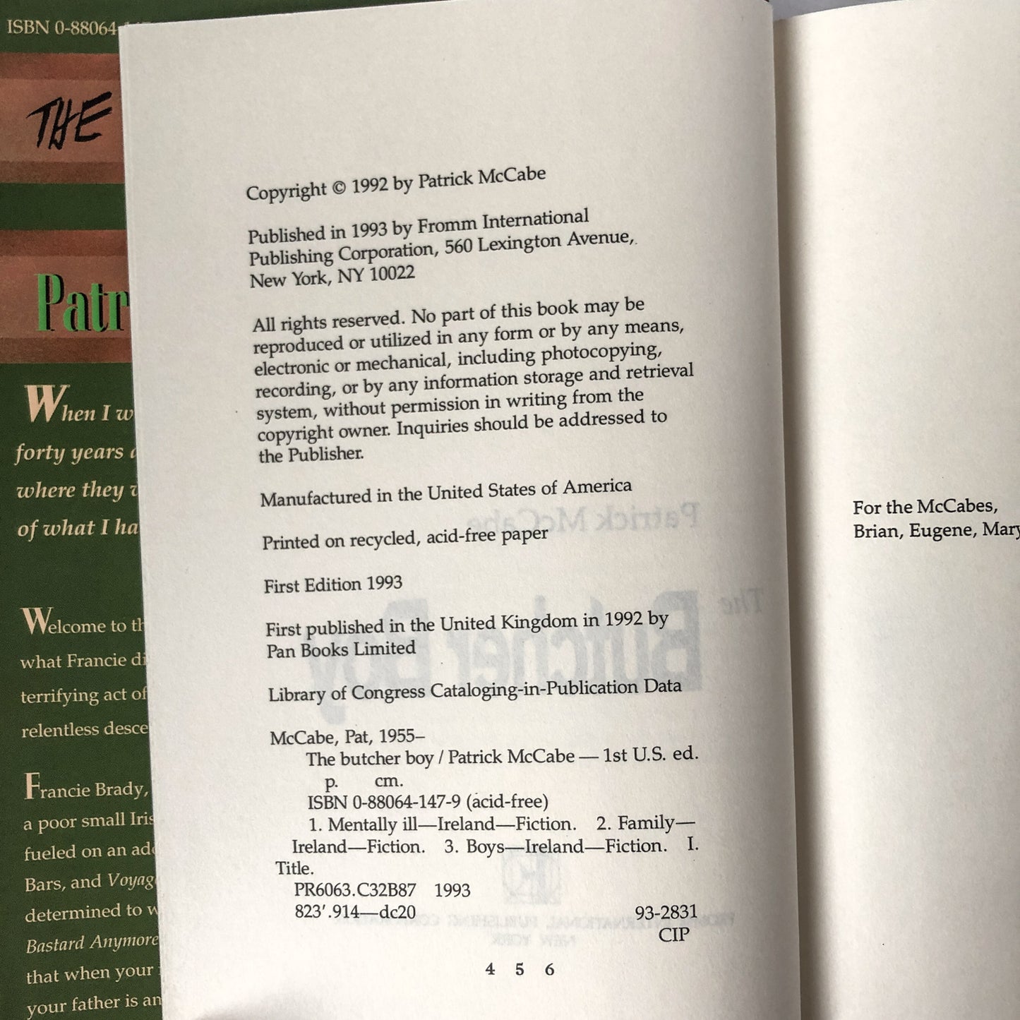 The Butcher Boy by Patrick McCabe [FIRST EDITION / 1993] - Bookshop Apocalypse