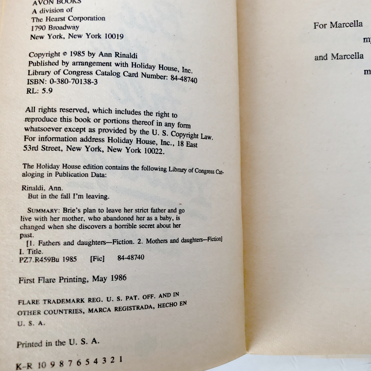 But in the Fall I'm Leaving by Ann Rinaldi [1986 PAPERBACK]