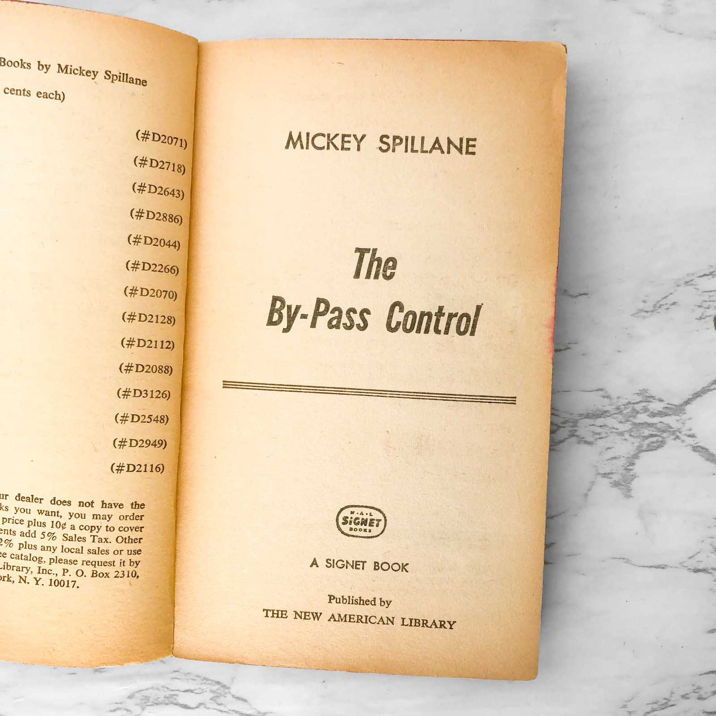 The By-Pass Control by Mickey Spillane [1967 PAPERBACK]