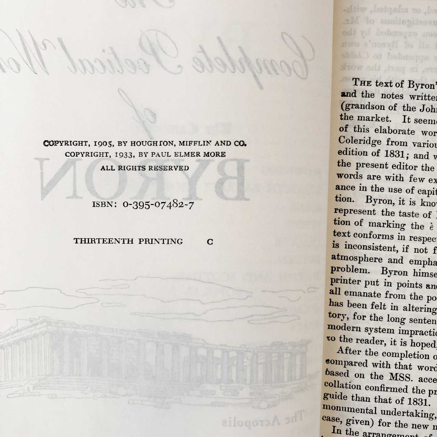 The Complete Poetical Works of Lord Byron [FIRST EDITION / 1933]