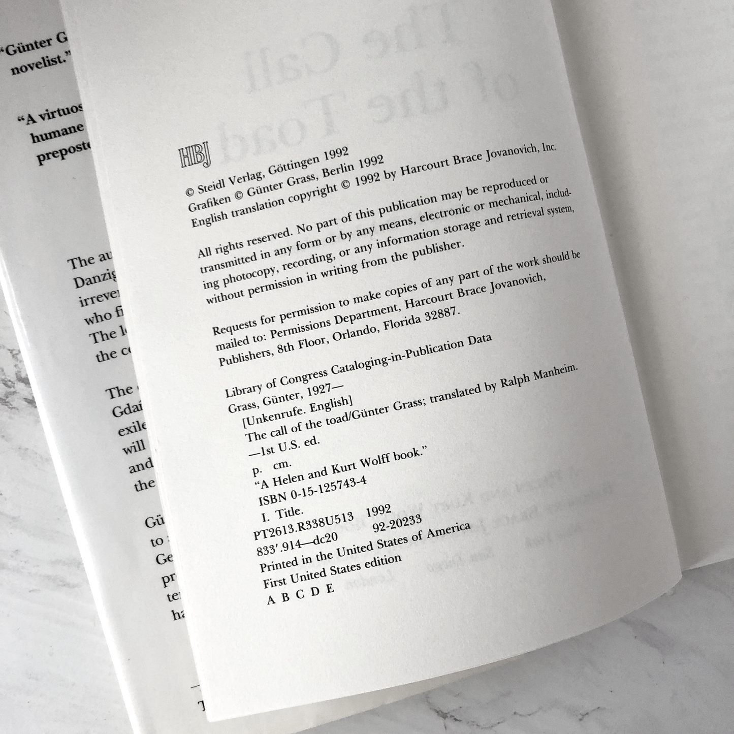 The Call of the Toad by Gunter Grass [FIRST EDITION] - Bookshop Apocalypse