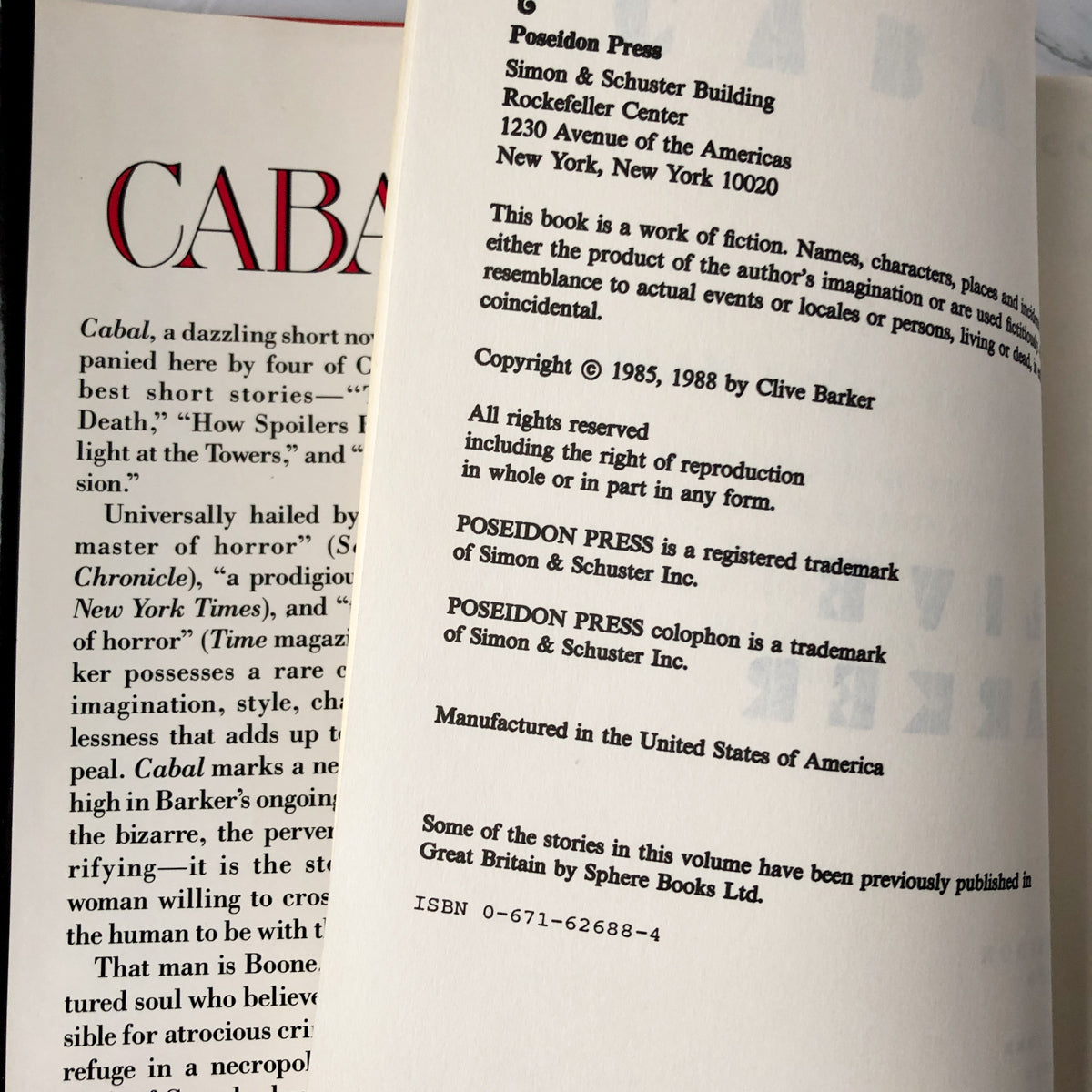 Cabal by Clive Barker [BOOK CLUB EDITION] - Bookshop Apocalypse