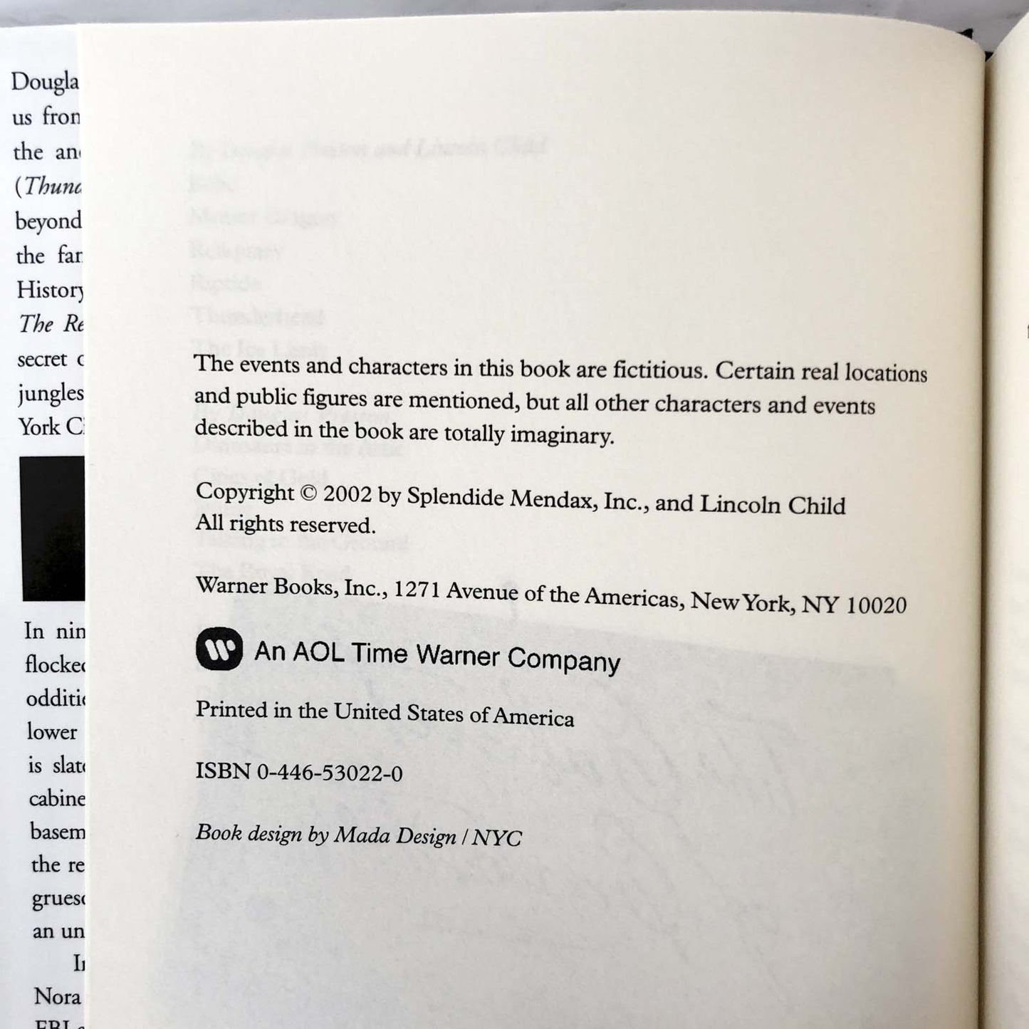 The Cabinet of Curiosities by Douglas Preston & Lincoln Child [2002 HARDCOVER]