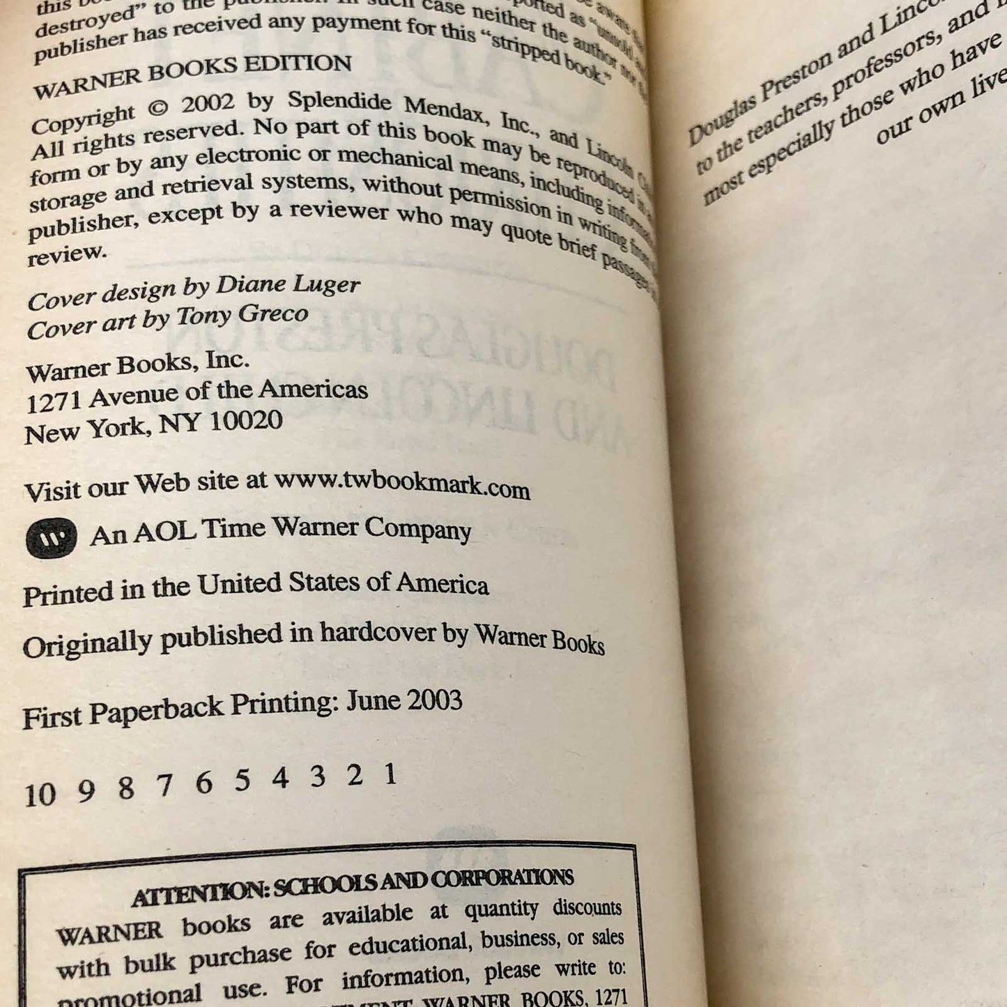 The Cabinet of Curiosities by Douglas Preston & Lincoln Child [FIRST PAPERBACK PRINTING]