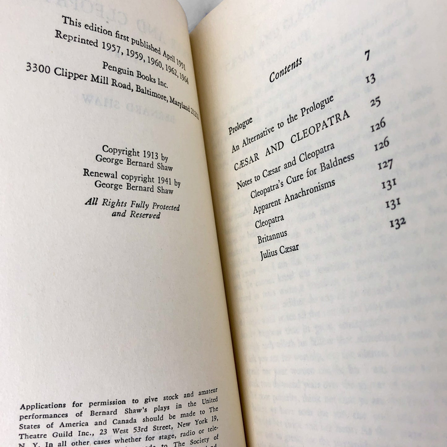 Caesar and Cleopatra by Bernard Shaw [1964 PAPERBACK] • Penguin