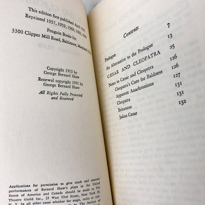 Caesar and Cleopatra by Bernard Shaw [1964 PAPERBACK] • Penguin