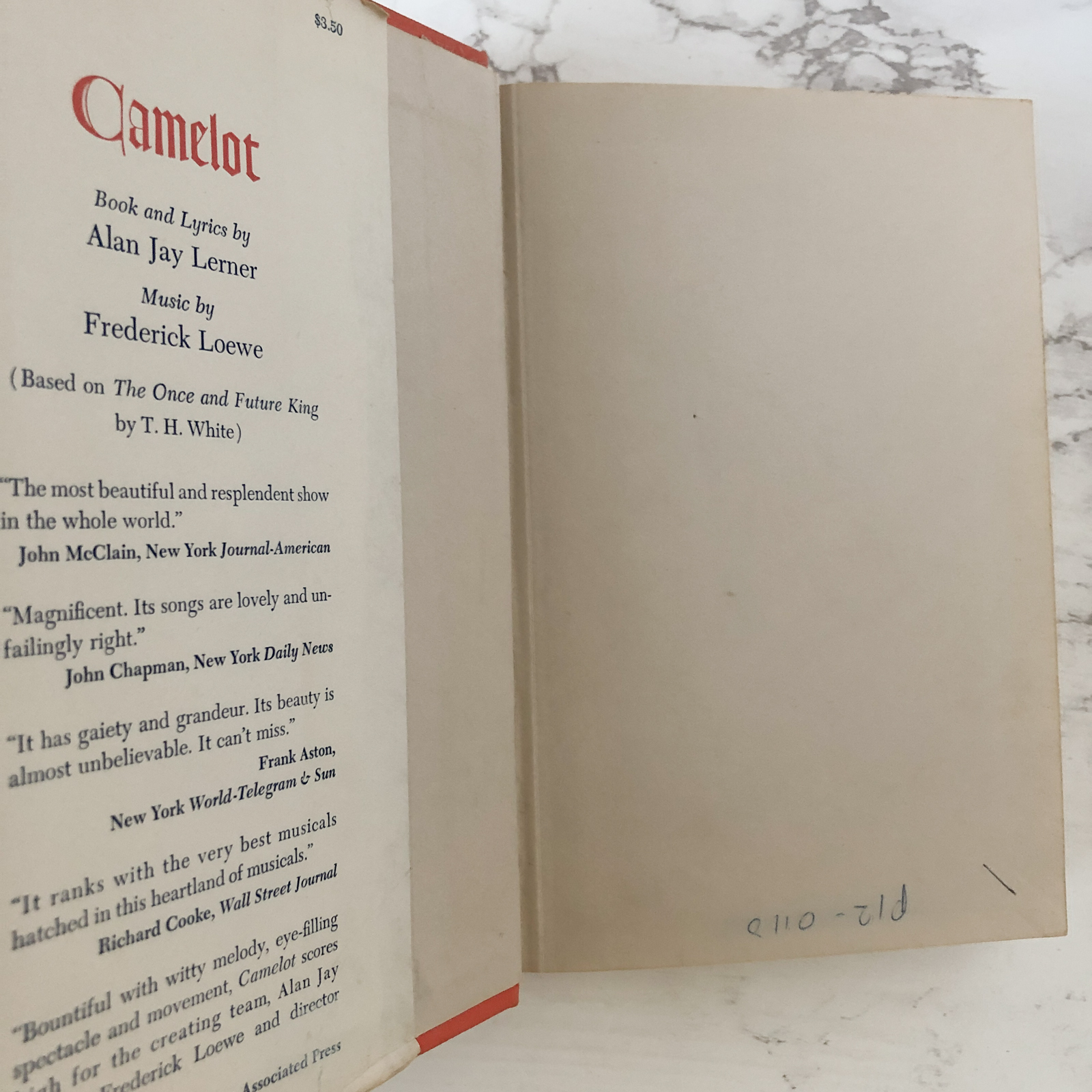 Camelot : A Musical by Alan Jay Lerner & Frederic Loewe [FIRST EDITION] - Bookshop Apocalypse
