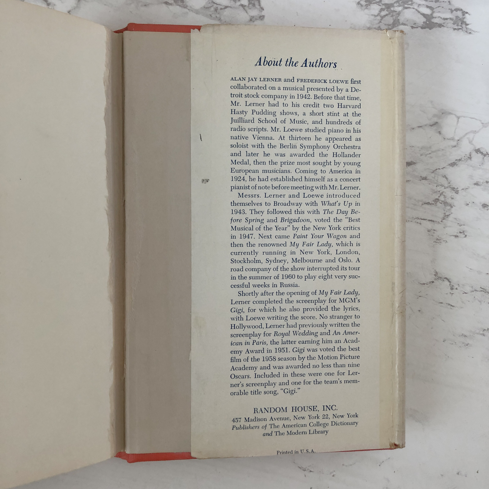 Camelot : A Musical by Alan Jay Lerner & Frederic Loewe [FIRST EDITION] - Bookshop Apocalypse
