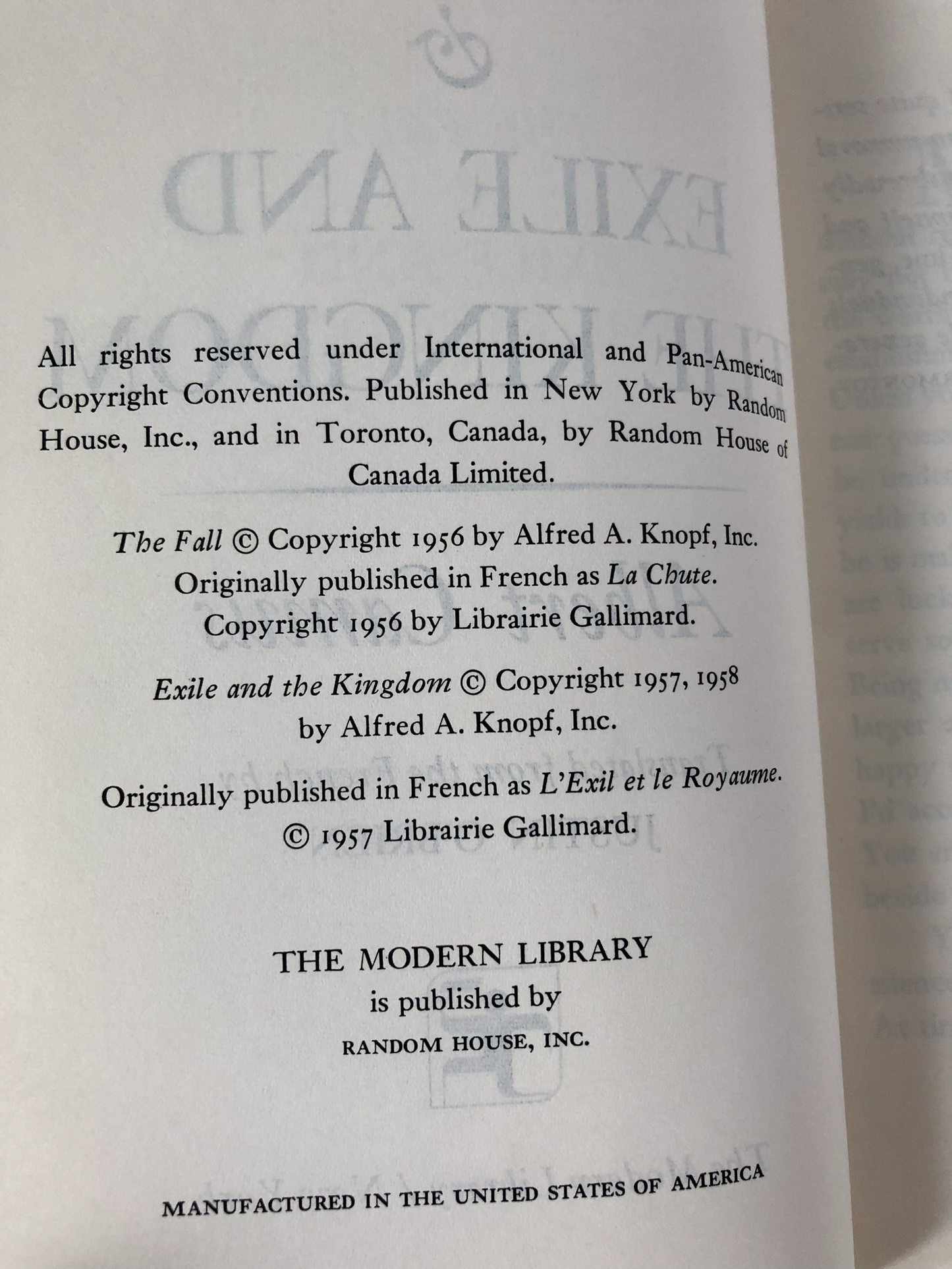 The Fall and Exile & the Kingdom by Albert Camus [1964 / THE MODERN LIBRARY] - Bookshop Apocalypse