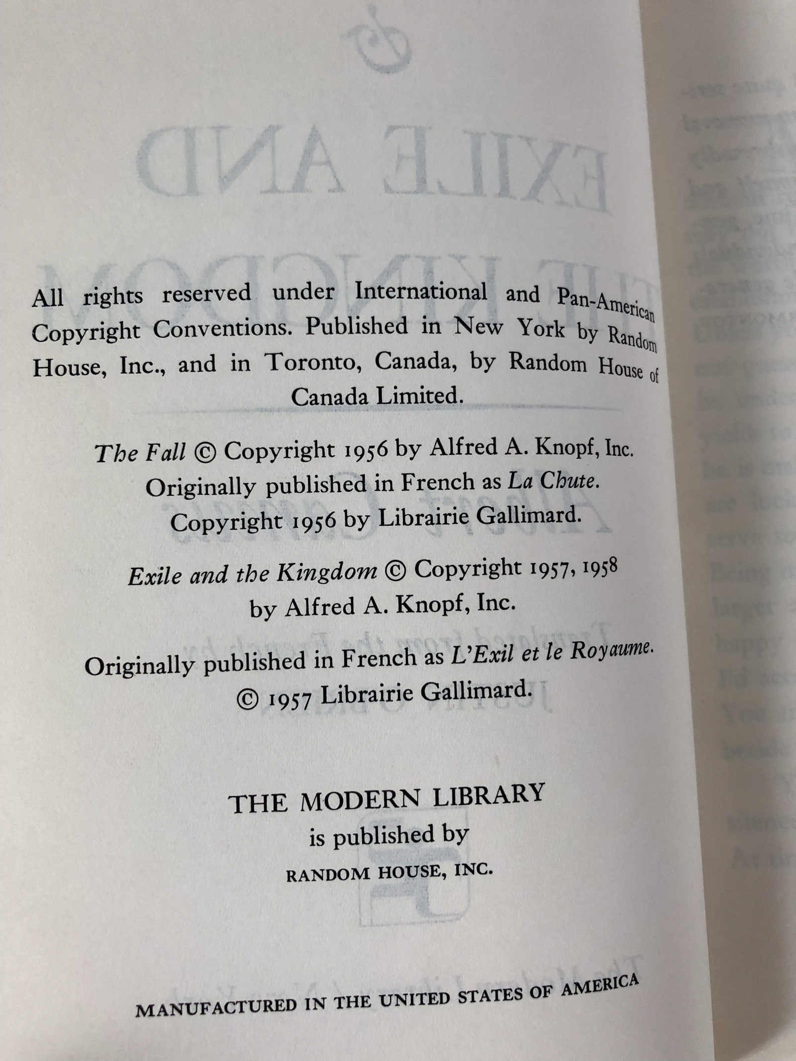 The Fall and Exile & the Kingdom by Albert Camus [1964 / THE MODERN LIBRARY] - Bookshop Apocalypse