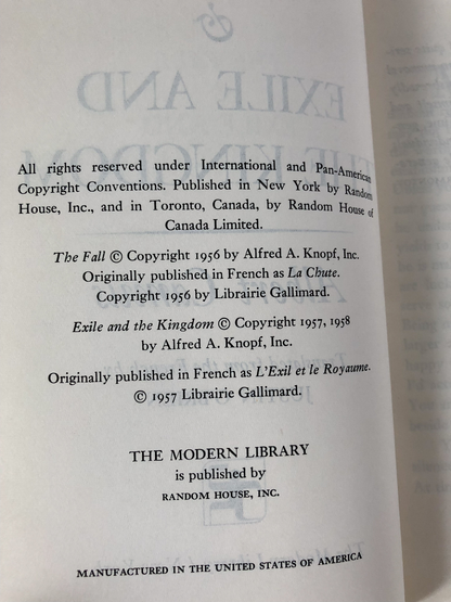 The Fall and Exile & the Kingdom by Albert Camus [1964 / THE MODERN LIBRARY] - Bookshop Apocalypse