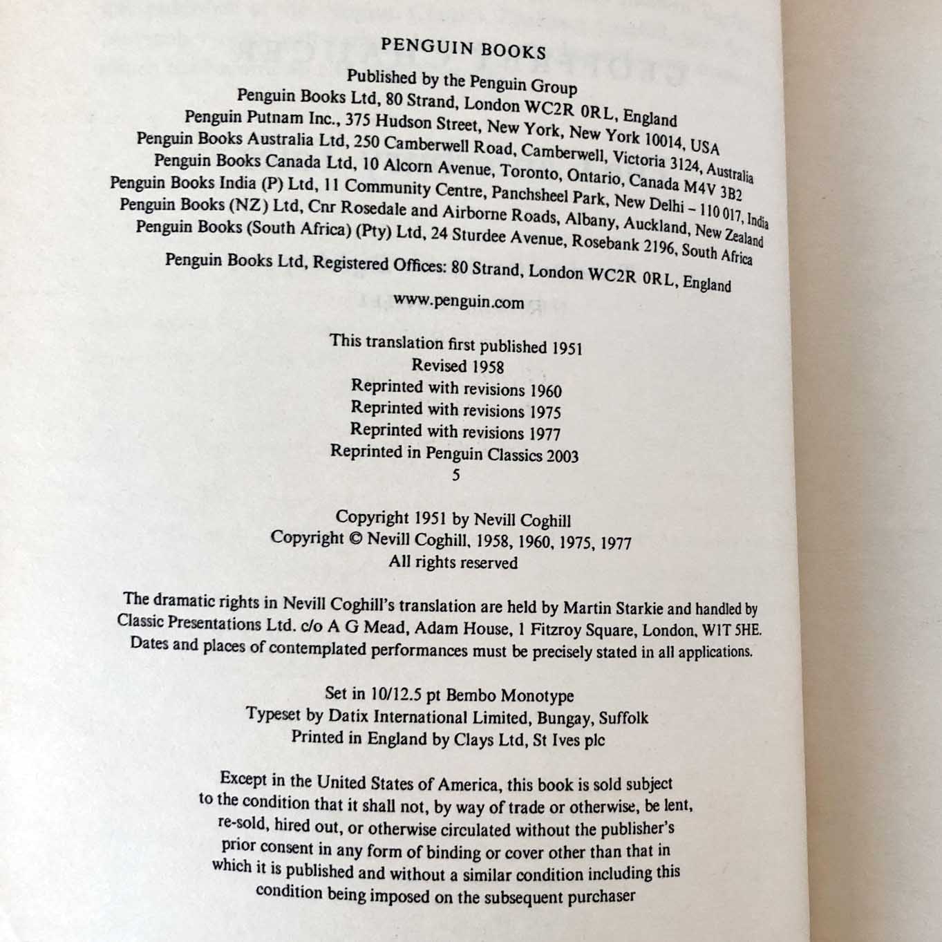 The Canterbury Tales by Geoffrey Chaucer [PENGUIN TRADE PAPERBACK]