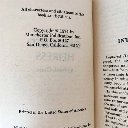 Captured Heiress by Frank Chase [1974 SLEAZE PAPERBACK]