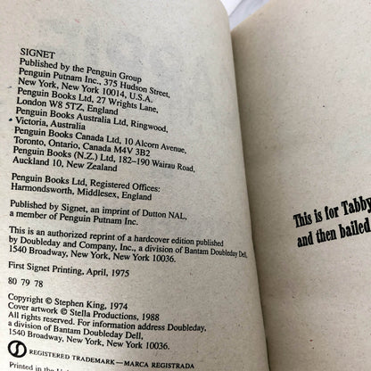 Carrie by Stephen King [1988 PAPERBACK]