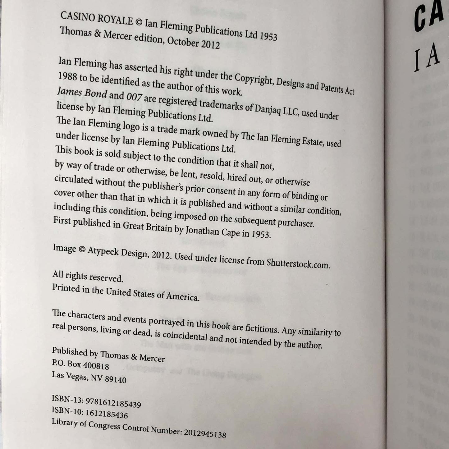 Casino Royale by Ian Fleming [2012 TRADE PAPERBACK] James Bond #1