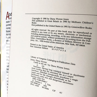 Castle in the Air by Diana Wynne Jones [FIRST EDITION / 4th PRINTING] Howl's Moving Castle #2