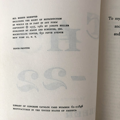 Catch-22 by Joseph Heller [FIRST EDITION / TENTH PRINTING] 1961