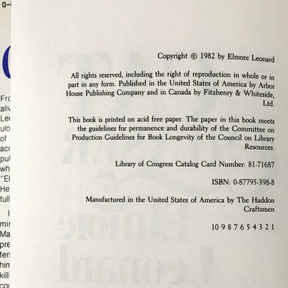Cat Chaser by Elmore Leonard [FIRST EDITION / FIRST PRINTING] 1982