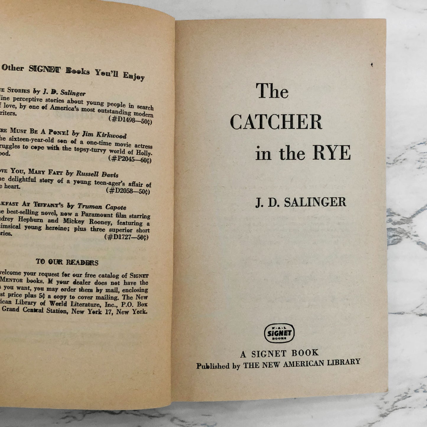 Catcher in the Rye by J.D. Salinger [SIGNET PAPERBACK / 1962]