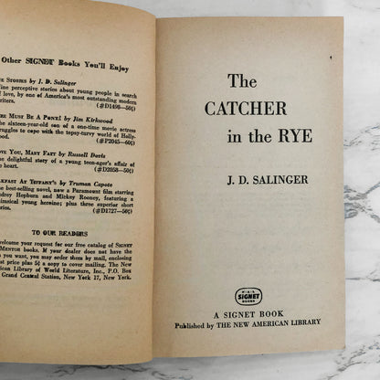 Catcher in the Rye by J.D. Salinger [SIGNET PAPERBACK / 1962]