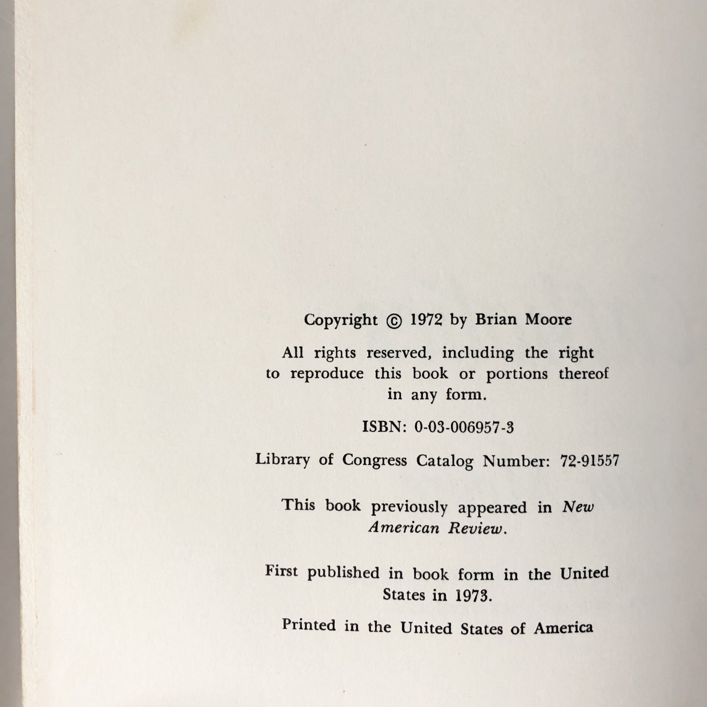 Catholics by Brian Moore [FIRST EDITION / 1973] - Bookshop Apocalypse