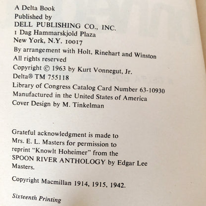 Cat's Cradle by Kurt Vonnegut [DELTA TRADE PAPERBACK / 1963]