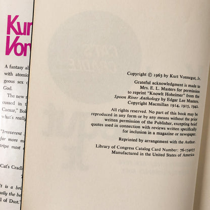 Cat's Cradle by Kurt Vonnegut [DELACORTE BOOK CLUB EDITION / 1976]