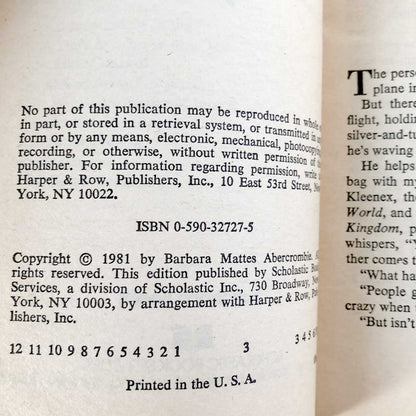Cat Man's Daughter by Barbara Abercrombie [1981 PAPERBACK]