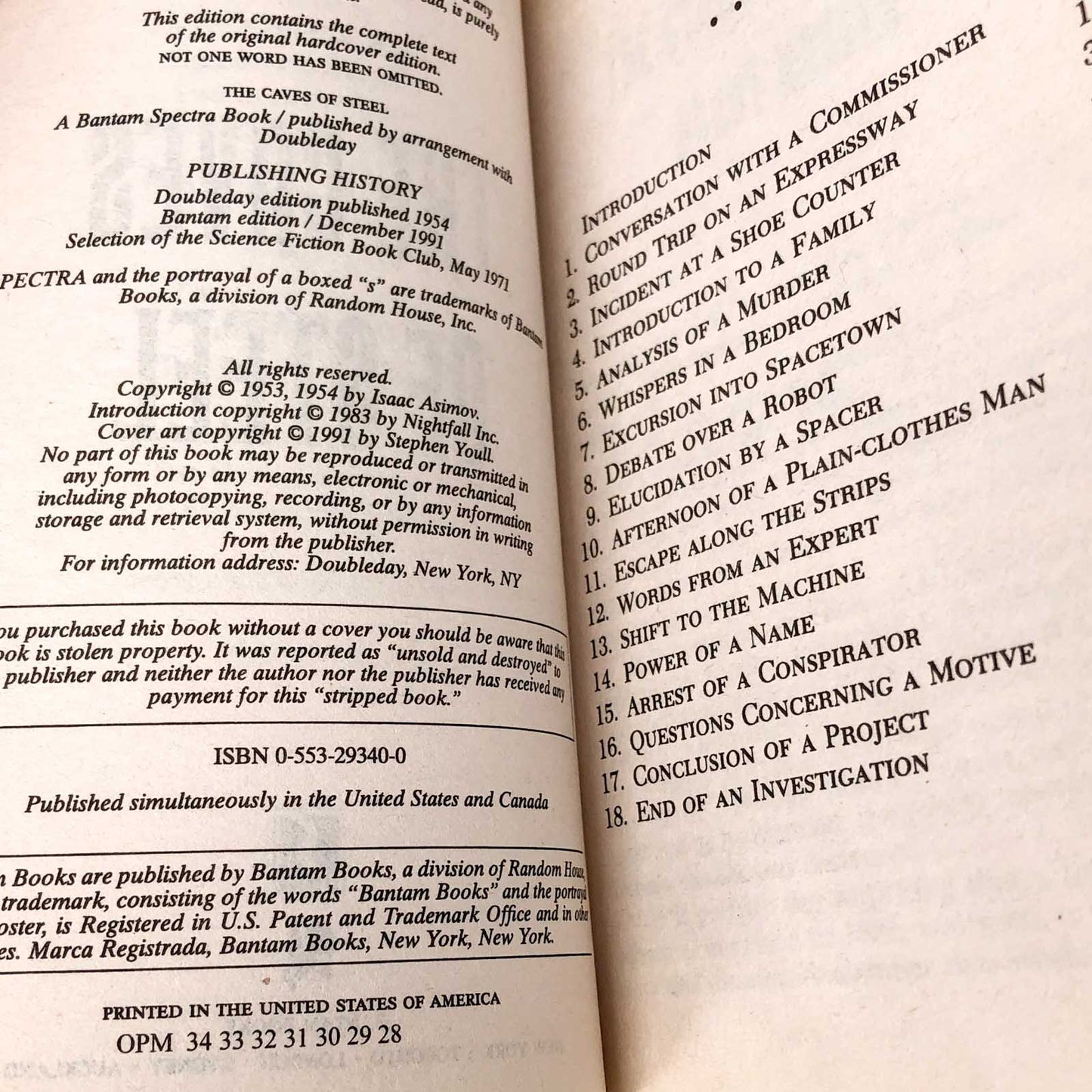 Caves of Steel by Isaac Asimov [1991 PAPERBACK] Bantam