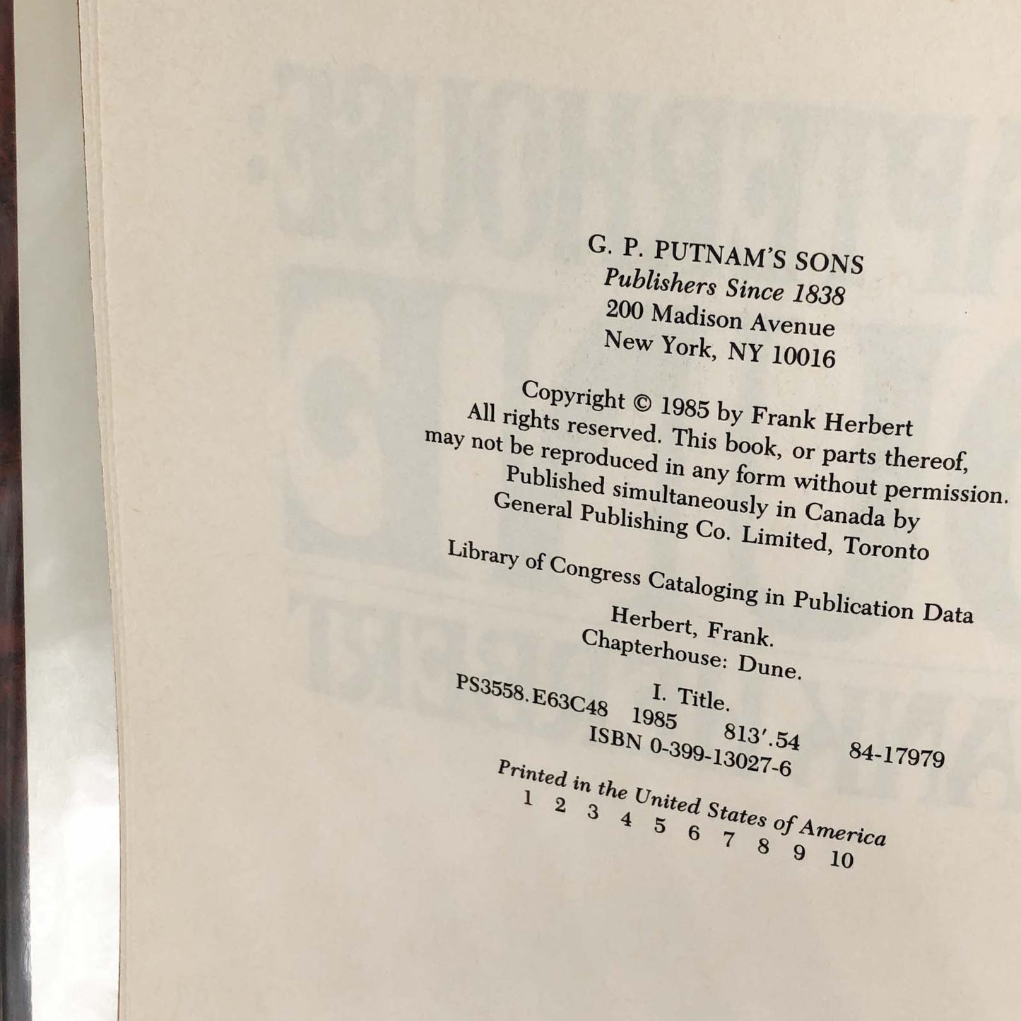 Chapterhouse DUNE by Frank Herbert [FIRST EDITION / FIRST PRINTING] 1985 ❧ G.P. Putnam's Sons