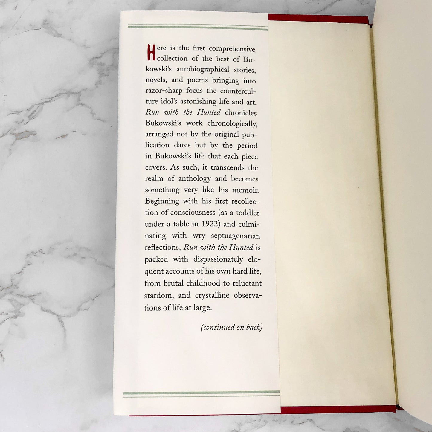 Run With the Hunted: A Charles Bukowski Reader [2003 HARDCOVER RE-ISSUE] Ecco